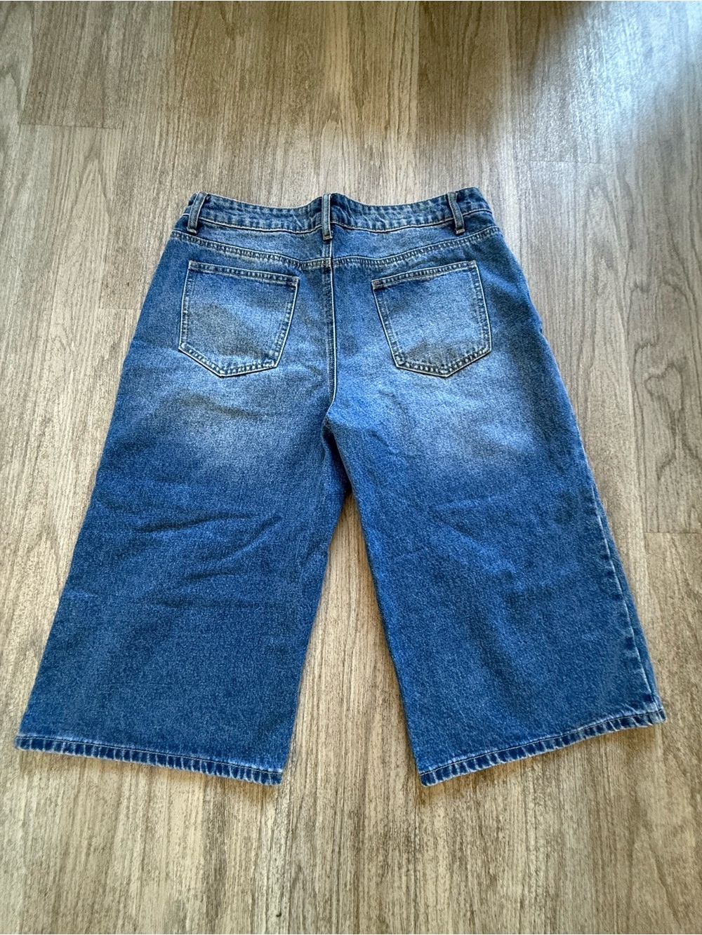 Edikted Medium Blue Denim Wide-Leg Culottes